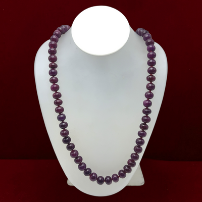Ruby Opera Necklace | 10–11mm Smooth Rondelle Beads 74 Pcs 772 Carats | Crimson Red VVS Clarity | 27 Inch Natural Gemstone Jewelry