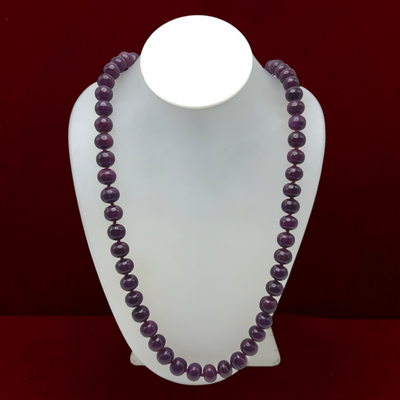 Natural Authentic Ruby Bead Necklace | 11-12mm Smooth Rondelle Beads 69 Pcs 883 Carats | Rich Crimson Red VVS Clarity | 27 Inch High-Value Gemstone Jewelry