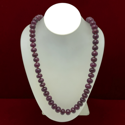 Natural Ruby Necklace | 11-13mm Smooth Rondelle Beads 70 Pcs 979 Carats | Vivid Crimson Red VVS Clarity | 26 Inch Fine Precious Gemstone Jewelry