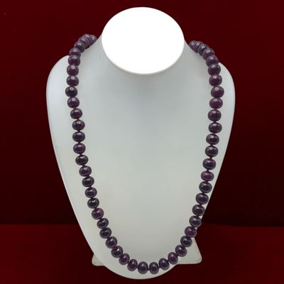 Natural Ruby Beaded Necklace | 10-11mm Rondelle Smooth Beads 69 Pcs 804 Carats | Crimson Red VVS Clarity | 25.4 Inch Premium Gemstone Jewelry