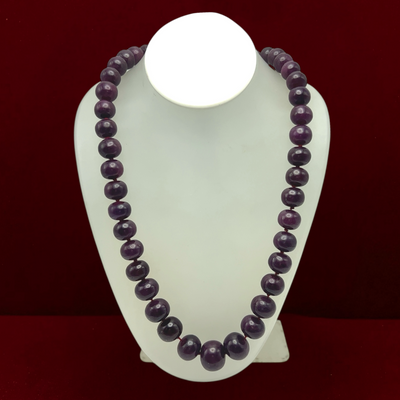 Natural Authentic Ruby Necklace | 12-19mm Rondelle Smooth Beads 81 Pieces 1183 Carats | Rich Crimson Red VVS Quality | 22 Inch Collector-Grade Gemstone Jewelry