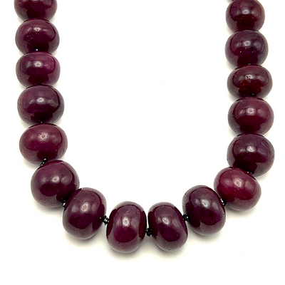 Natural Ruby Collector Grade 26 Inch Necklace Statement Rondelle 12-16mm Plain Cut VVS Clarity Crimson Color Gemstone Jewelry For Protection, Courage & Vitality
