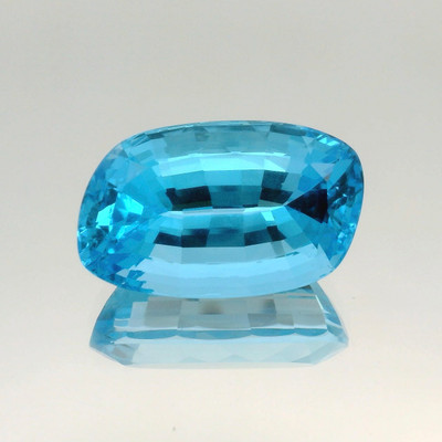 Natural Topaz Gemstone Certified Fancy Step Cut Top Swiss Blue 73.78 Carat Flawless Clarity 30x18mm December Birthstone Jewelry Manifestation Collector Stone for Success & Inner Peace