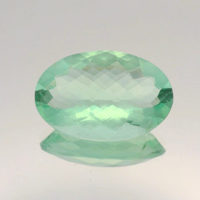 Natural Fluorite Certified Gemstone Oval Checker Cut Pistachio Green 64.75 Carat Exceptional Quality March Birthstone Serene Green Gem for Balance, Intuition & Harmonious Energy