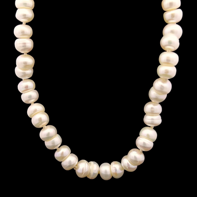 Freshwater Pearl 8mm Cream Button Shape 19" Necklace Premium Necklace for Confidence and Balance