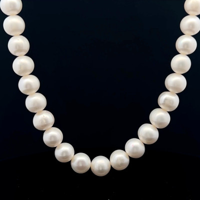 Freshwater Pearl Round 10mm Serenity Shine Necklace Jewelry White Color Glossy Pearl