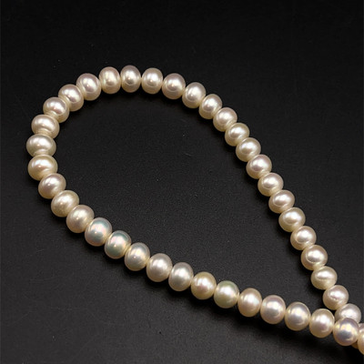 Freshwater Pearl Strand | 7.5x5.5mm Light Pink Button | 66 Pcs 156.94 Carats | 15.4 Inch | Organic Pearl Strands Jewelry Making