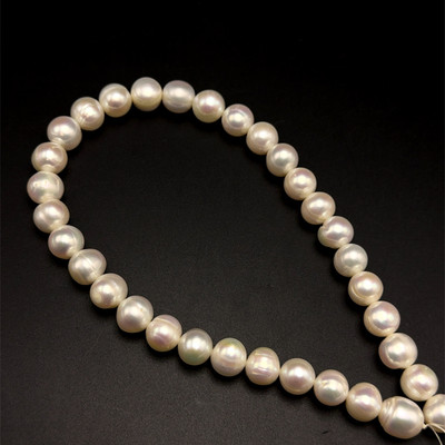 Freshwater Pearl Strand | 11mm Cream Color Ringed | 40 Pcs 300 Carats | 15.5 Inch | High Luster Pearl Strands Jewelry Making