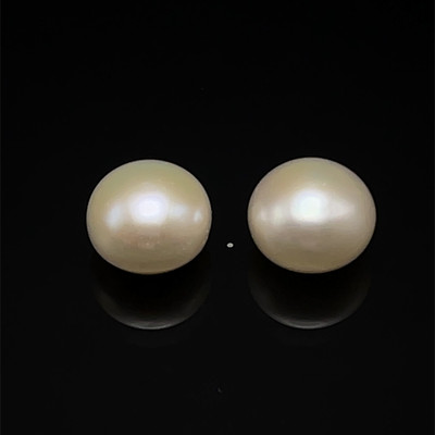 Fresh Water Pearl 10.5 mm Plain Cut VVS2 Clarity Cream Color Button/Rondelle June Birthstone