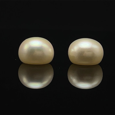 Freshwater Pearl 9.80mm Button/Rondelle Plain Smooth 2 Piece 10.80 Carats VVS2 Clarity White Color Drilled Pearly Luster Jewelry Making June Birthstone
