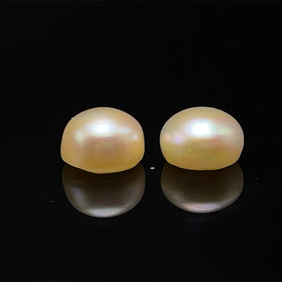 Freshwater Pearl 10mm Button/Rondelle Plain Smooth 2 Piece 10.41 Carats VS Clarity Cream Color Drilled Pearly Luster Jewelry Making June Birthstone