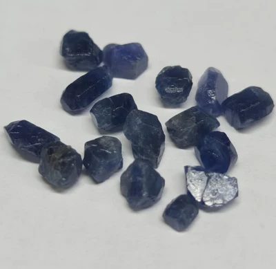 Natural Blue Sapphire Uncut Rough 16 Pcs 18.68 Carats Madagascar Mines Super High Grade Duke Blue Color Earth Mined Raw September Gemstone