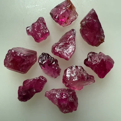 Natural Rubellite Earth mined 34.4 Cts Uncut rough 10 PC Magenta Pink - Deep Raspberry Color 9-8L/6-4W mm VVS Clarity Rough Gemstone