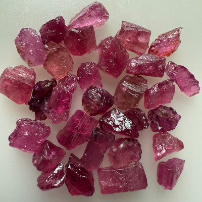 Natural Rubellite Earth mined 34.4 Cts Uncut rough 30 PC Magenta Pink - Deep Raspberry Color 9-8L/6-4W mm VVS Clarity Rough Gemstone