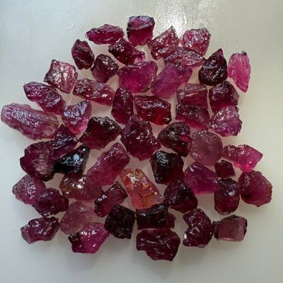 Natural Rubellite Earth mined 69.02 Cts Uncut rough 51 PC Deep Raspberry Color 10-8L/6-6W mm VVS Clarity Rough Gemstone
