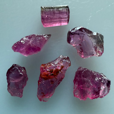 Natural Rubellite Earth mined 18.12 Cts Uncut rough 6 PC Light Pink Color 11-10L/8-5W mm VVS Clarity Rough Gemstone