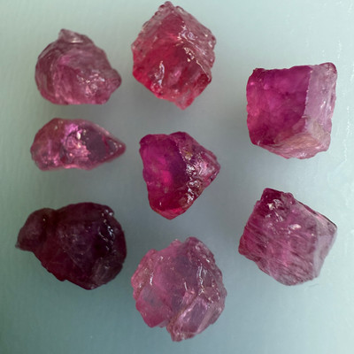 Natural Rubellite Earth mined 21.51 Cts Uncut rough 8 PC Rose Pink Color 11-8L/8-6W mm VVS Clarity Rough Gemstone