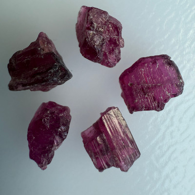 Natural Rubellite Earth mined 11.6 Cts Uncut rough 5 PC Hot Pink Color 9-7L/7-5W mm VVS Clarity Rough Gemstone