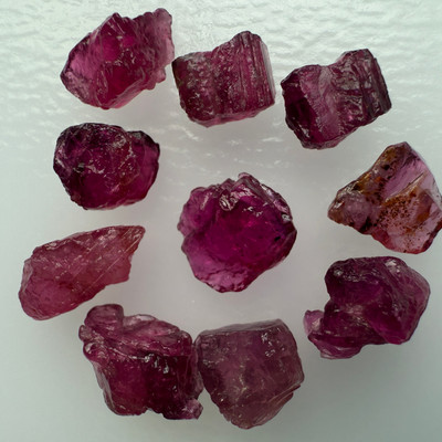 Natural Rubellite Earth mined 19.33 Cts Uncut rough 10 PC Hot Pink Color 9-7L/5-5W mm VVS Clarity Rough Gemstone
