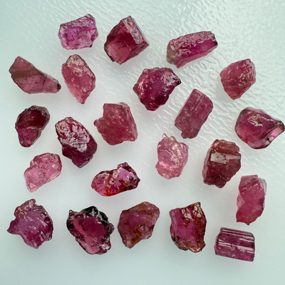 Natural Rubellite Earth mined 60.72 Cts Uncut rough 22 PC Rose Pink Color 9-8L/7-6 mm VVS Clarity Rough Gemstone