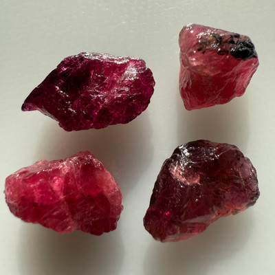 Natural Rubellite Earth mined 42.26 Cts Uncut rough 4 PC Hot Pink Color 19-11L/12-11W mm VVS Clarity Rough Gemstone