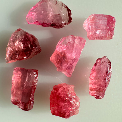 Natural Rubellite Earth mined 33.63 Cts Uncut rough 7 PC Rose Pink Color 12-8L/8-7W mm VVS Clarity Rough Gemstone