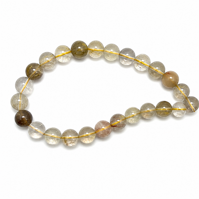 Natural Rutile Gemstone Ball 8mm Plain Smooth Drilled Beads | Gold Crystal Color SI Clarity | 12 Inch Loose Bead Strand
