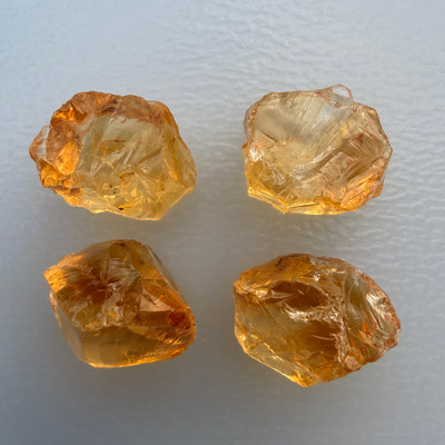 Natural Citrine Rough Uncut Gemstone 68.09 Carats 4 Pcs Golden Yellow Color VVS Clarity | Faceting & Lapidary