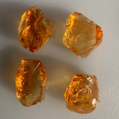 Natural Citrine Rough Uncut Gemstone 73.13 Carats 4 Pcs Golden Yellow Color VVS Clarity Lapidary & Jewelry Making