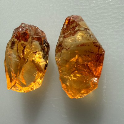 Natural Citrine Rough Uncut Gemstone 37.8 Carats 2 Pcs Golden Yellow Color VVS Clarity Faceting & Jewelry Making