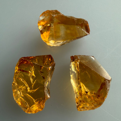 Natural Citrine Rough Uncut Gemstone 26.45 Carats 3 Pcs Golden Yellow Color VVS Clarity Jewelry Making & Lapidary