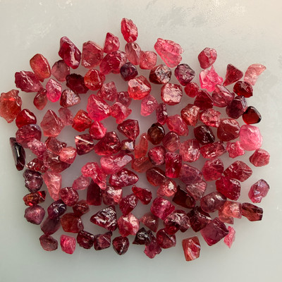 Natural Spinel Rough Uncut Gemstone 80.25 Carats 116 Pcs Hot Pink Color VVS Clarity Jewelry Making