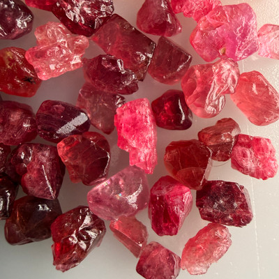Natural Spinel Rough Uncut Gemstone 60.3 Carats 57 Pcs Hot Pink Color VVS Clarity Jewelry Making