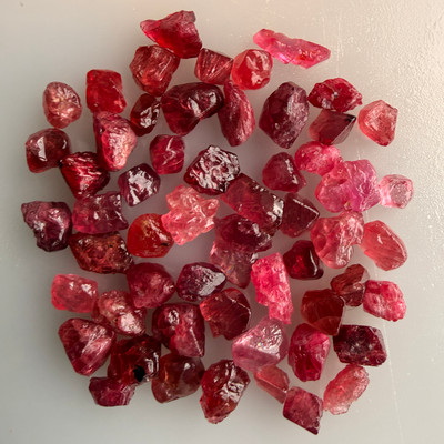 Natural Spinel Rough Uncut Gemstone 60.3 Carats 57 Pcs Hot Pink Color VVS Clarity Jewelry Making