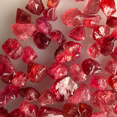 Natural Spinel Rough Uncut Gemstone 60.3 Carats 79 Pcs Hot Pink Color VVS Clarity Jewelry Making