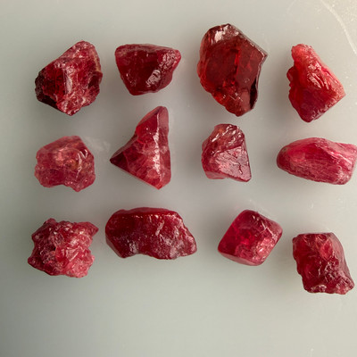 Natural Spinel Rough Uncut Gemstone 48.7 Carats 12 Pcs Hot Pink Color VVS Clarity Jewelry Making
