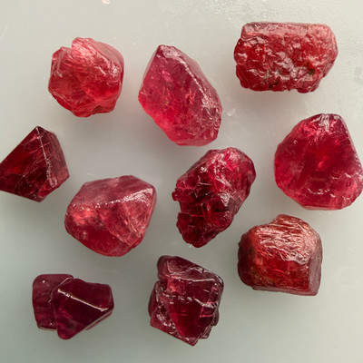 Natural Spinel Rough Uncut Gemstone 29.8 Carats 10 Pcs Hot Pink Color VVS Clarity Jewelry Making