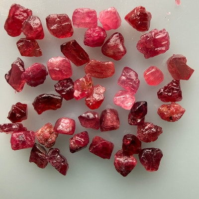 Natural Spinel Rough Uncut Gemstone 56.55 Carats 41 Pcs Hot Pink Color VVS Clarity Jewelry Making
