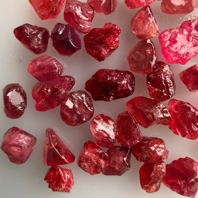 Natural Spinel Rough Uncut Gemstone 50.4 Carats 38 Pcs Hot Pink Color VVS Clarity Jewelry Making