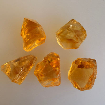 Natural Citrine Uncut Gemstone Rough 76.20 Carats 5 Pcs Deep Golden Yellow Color | Faceting & Jewelry Making November Birthstone