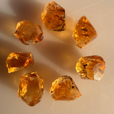 Natural Citrine Uncut Gemstone Rough 108.00 Carats 7 Pcs Deep Golden Yellow Color | Faceting & Jewelry Making November Birthstone