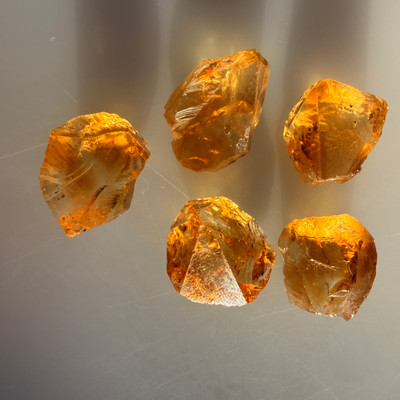 Natural Citrine Uncut Gemstone Rough 94.00 Carats 5 Pcs Deep Golden Yellow Color | Faceting & Jewelry Making November Birthstone
