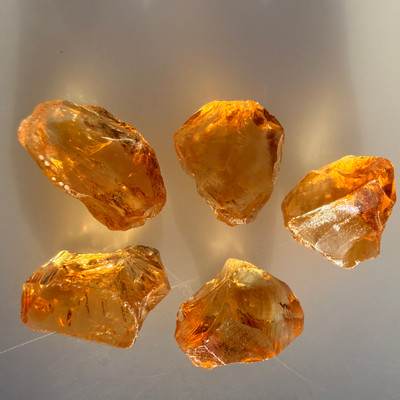 Natural Citrine Uncut Gemstone Rough 93.35 Carats 5 Pcs Deep Golden Yellow Color | Faceting & Jewelry Making November Birthstone