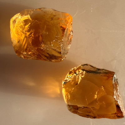 Natural Citrine Uncut Gemstone Rough 41.10 Carats 2 Pcs Deep Golden Yellow Color | Faceting & Jewelry Making November Birthstone