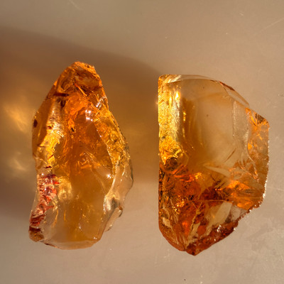 Natural Citrine Uncut Gemstone Rough 45.00 Carats 2 Pcs Deep Golden Yellow Color | Faceting & Jewelry Making November Birthstone