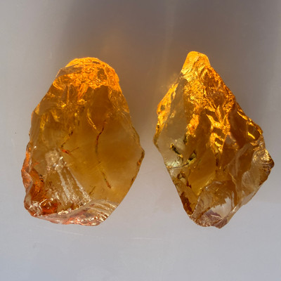 Natural Citrine Uncut Gemstone Rough 43.45 Carats 2 Pcs Deep Golden Yellow Color | Faceting & Jewelry Making November Birthstone