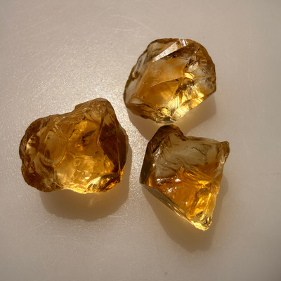 Natural Citrine Uncut Rough Gemstone 54.70 Carats 3 Pcs Golden Yellow Citrine Color Brazil Earth Mined | Faceting & Jewelry Making