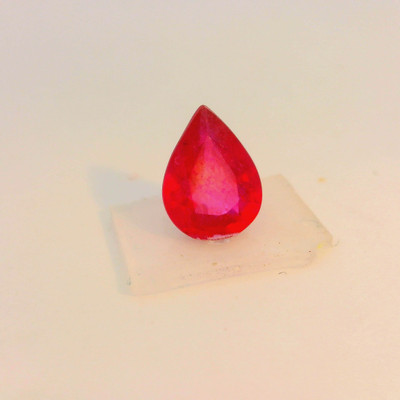 Natural Ruby Gemstone | Pear Facet Cut 1.17 Carat VVS Clarity Glass Filled Carmine Red Color 8x6mm Loose Stone | July Birthstone