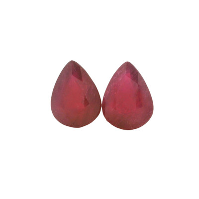 Natural Ruby Gemstone | Pear Facet Cut 18.75 Carat VVS Clarity 2 Pcs Glass Filled Burgundy Red Color 15x11.5mm Loose Stones | July Birthstone