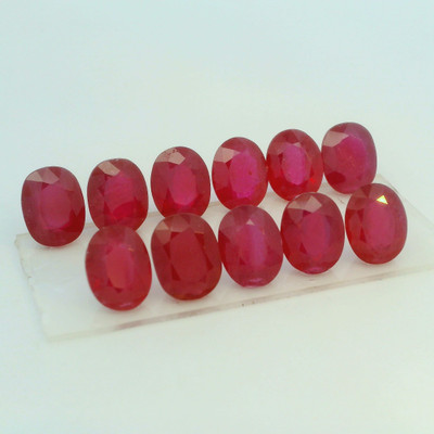 Natural Ruby Gemstone | Oval Facet Cut 30.47 Carat VS1 Clarity 11 Pcs Pigeon Blood Red Color 9x7mm Loose Stones | July Birthstone